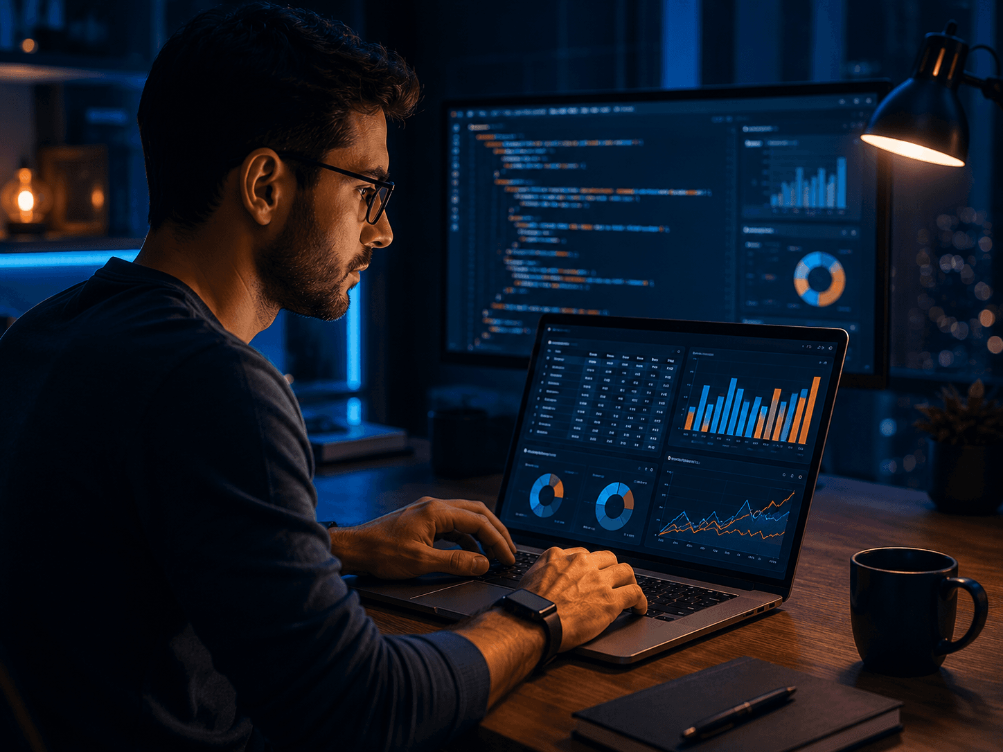 Pessoa resolvendo consultas SQL em projeto de dados