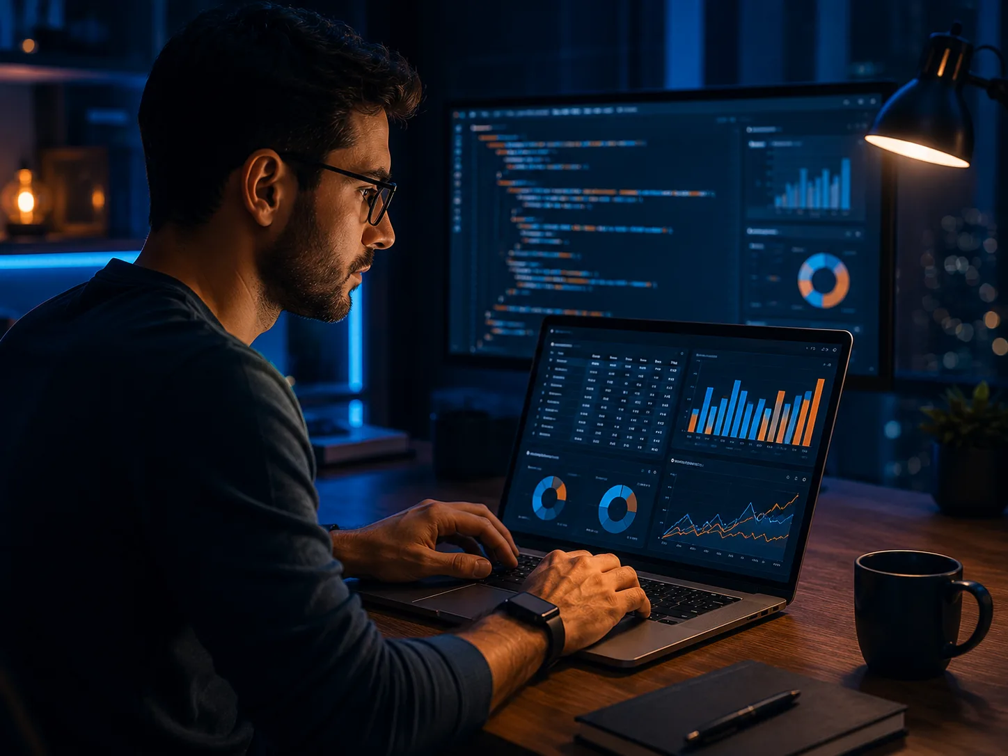 Pessoa resolvendo consultas SQL em projeto de dados